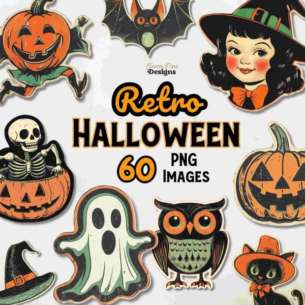 Charming Halloween SVG Clipart Retro PNG Stickers Scrapbook Witch