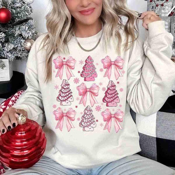 Charming Pink Christmas SVG PNG Tree Bow Sublimation Design