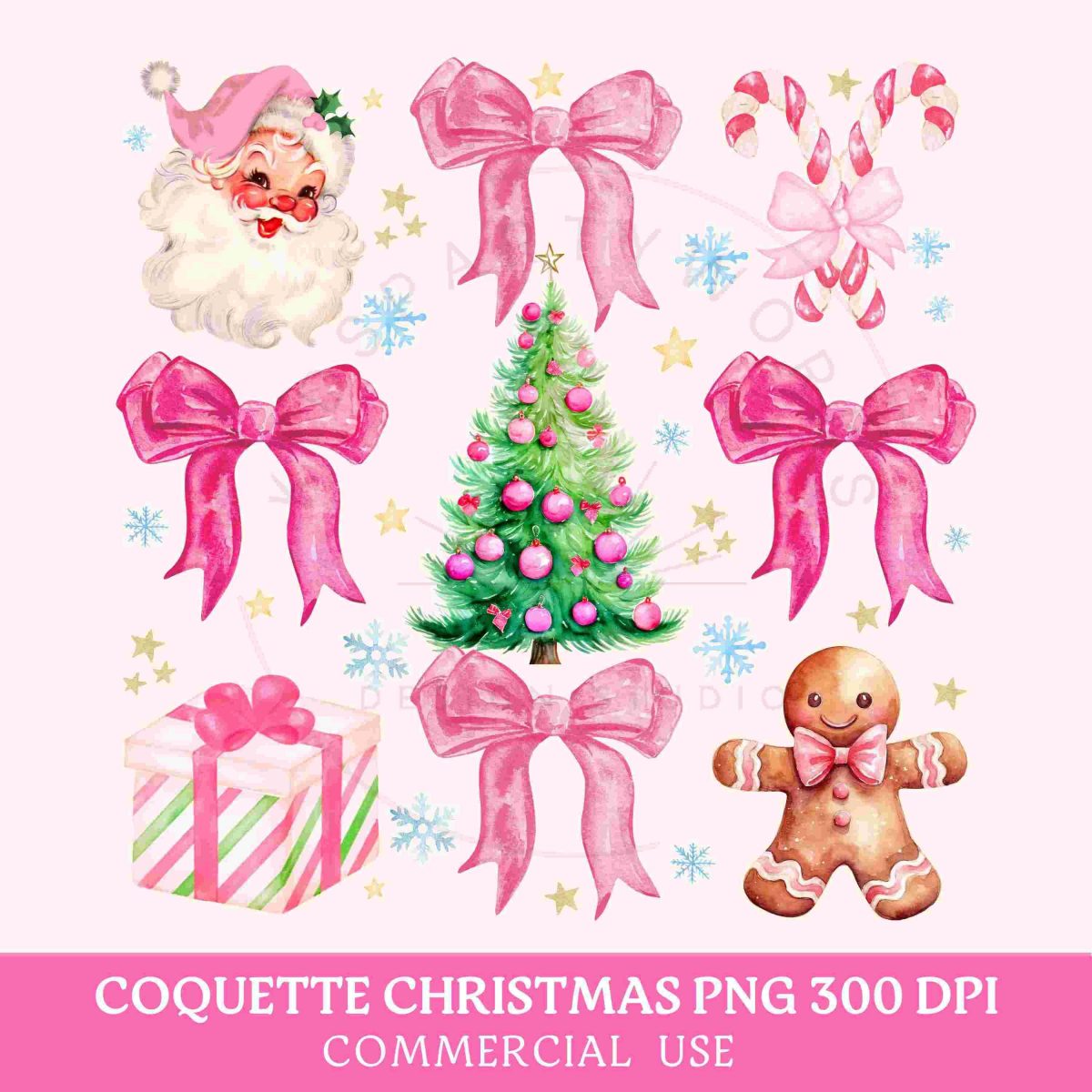 Charming Pink Coquette Bow PNG for Festive Santa Shirt Designs