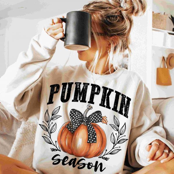 Charming Pumpkin SVG Autumn Vibes PNG Pumpkin Sublimation Stylish Bow