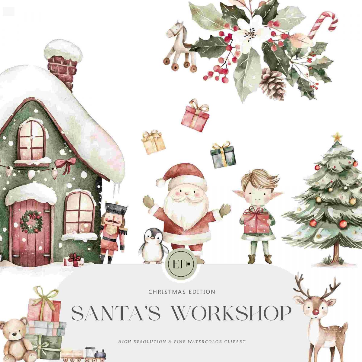 Charming Santas Workshop SVG Adorable Xmas Elves Gingerbread