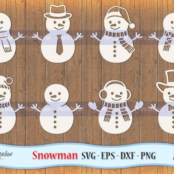 Charming Snowman Clip Art SVG EPS DXF PNG Perfect for Silhouette