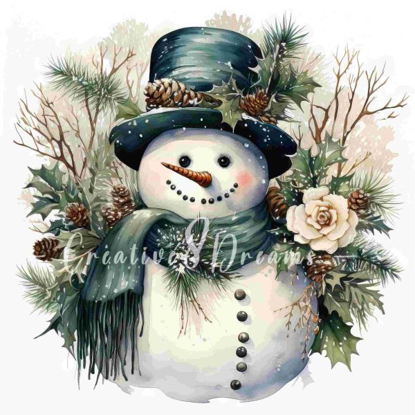 Charming Snowman SVG Bundle 10 Watercolor PNGs for Winter Crafting