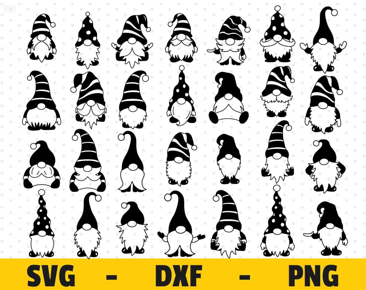 Charming SVG Gnomes Quirky Christmas Gnomies Outline Funny Gnome PNG