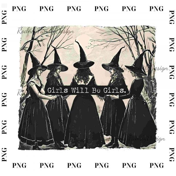 Charming Vintage Girls Witch png Funny Halloween Women png Witchy