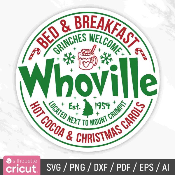 Charming Whoville Bed Breakfast SVG Festive Christmas Sign PNG