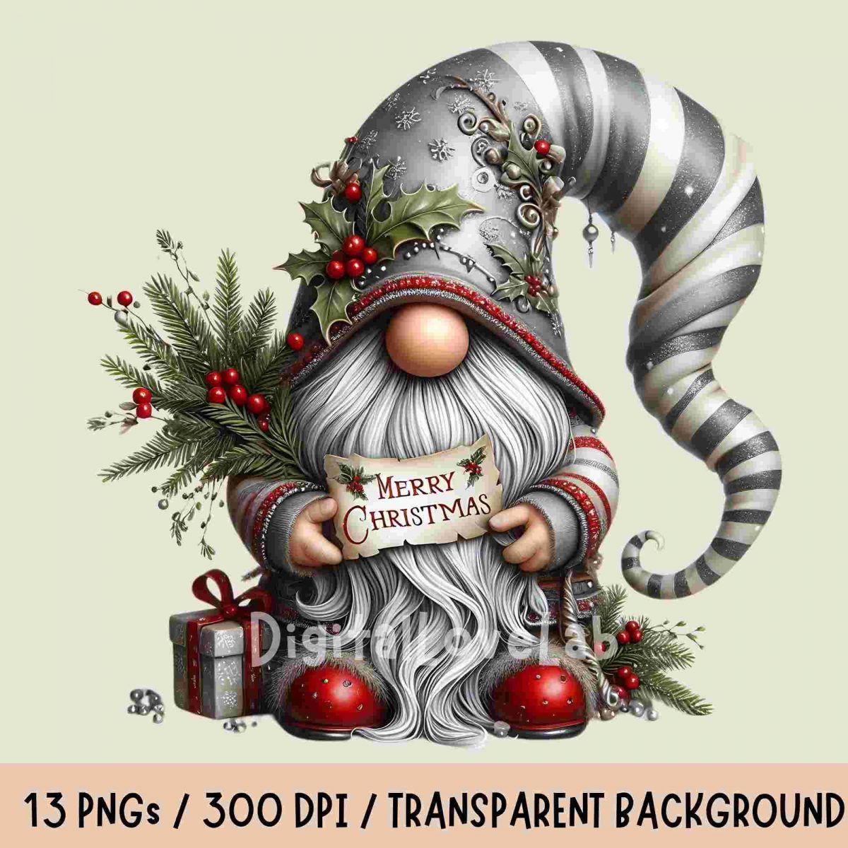 Charming Winter Gnome Clipart Bundle 13 SVG Pictures for Crafting