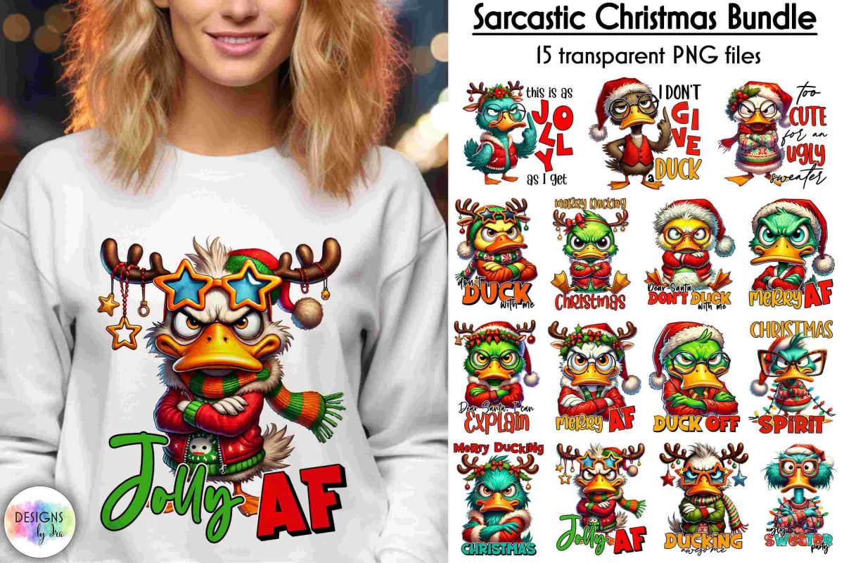 Cheeky Christmas SVG Bundle Moody Duck Design Hilarious Xmas PNG