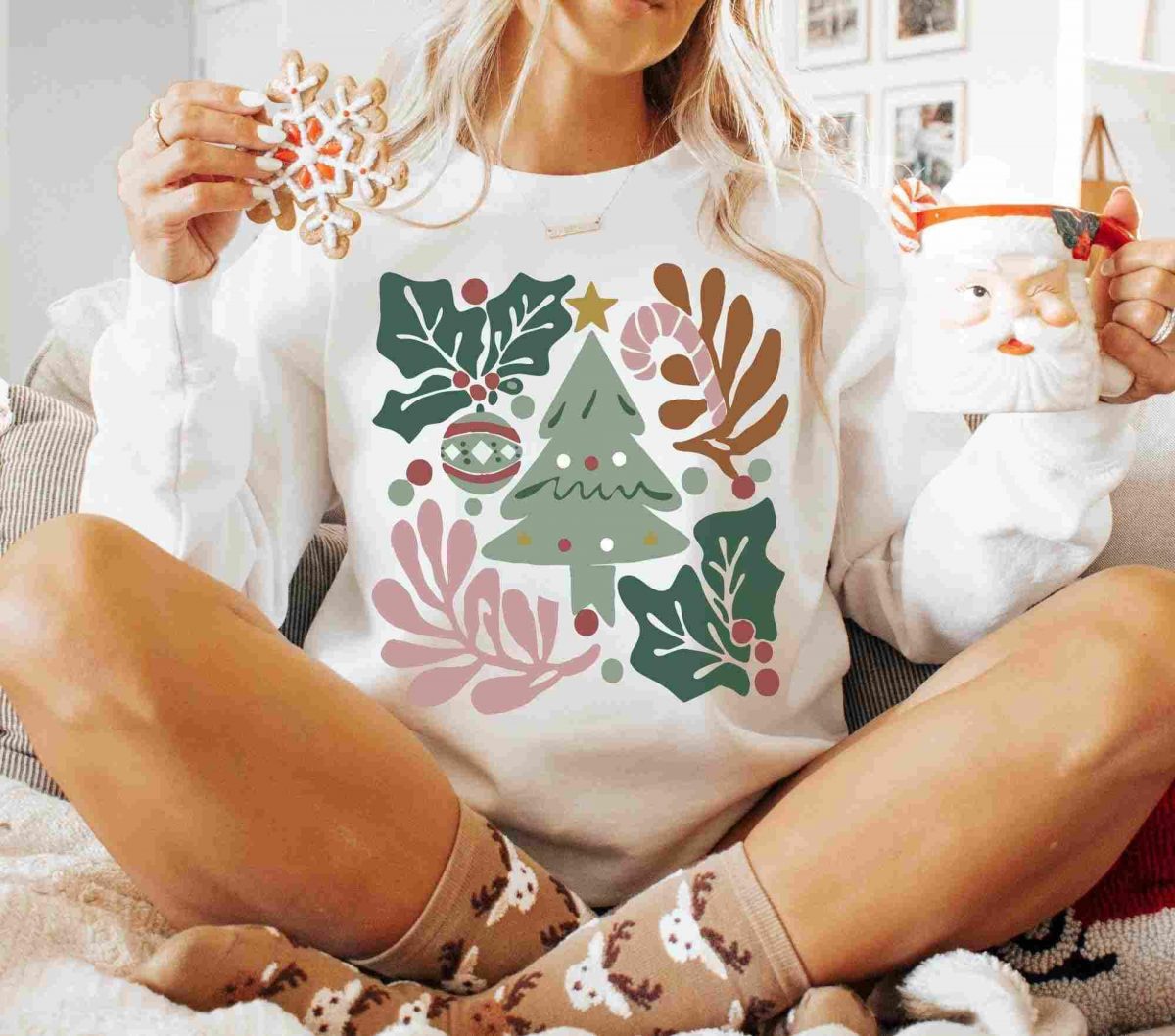 Cheerful Boho Floral Christmas Sublimation SVGs for Retro Festive