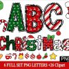 Cheerful Christmas Alphabet Clipart Santa Font Numbers in PNG