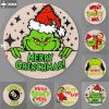 Cheerful Christmas Door Cartoon Laser Cut SVG Merry Holiday Design