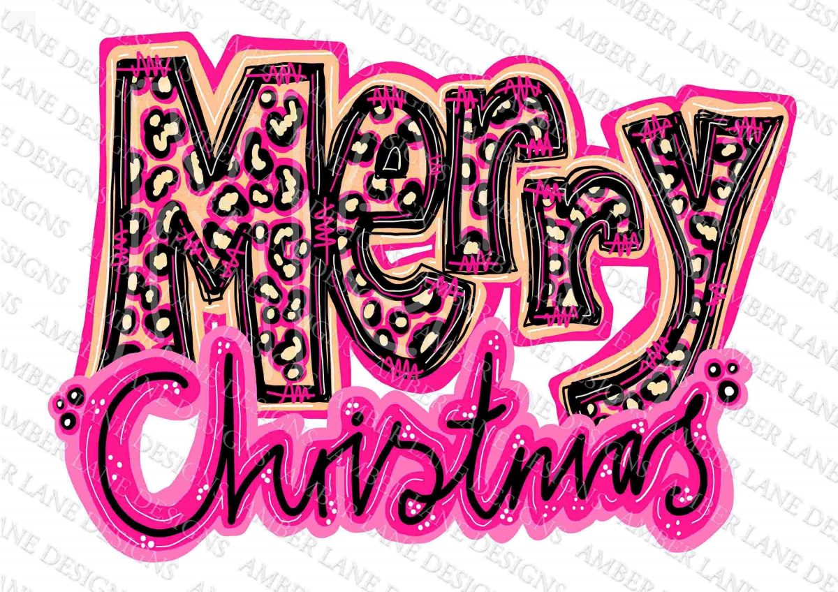 Cheerful Christmas Pink Leopard SVG Design