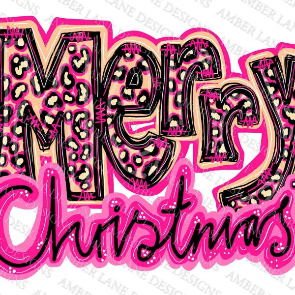 Cheerful Christmas Pink Leopard SVG Design