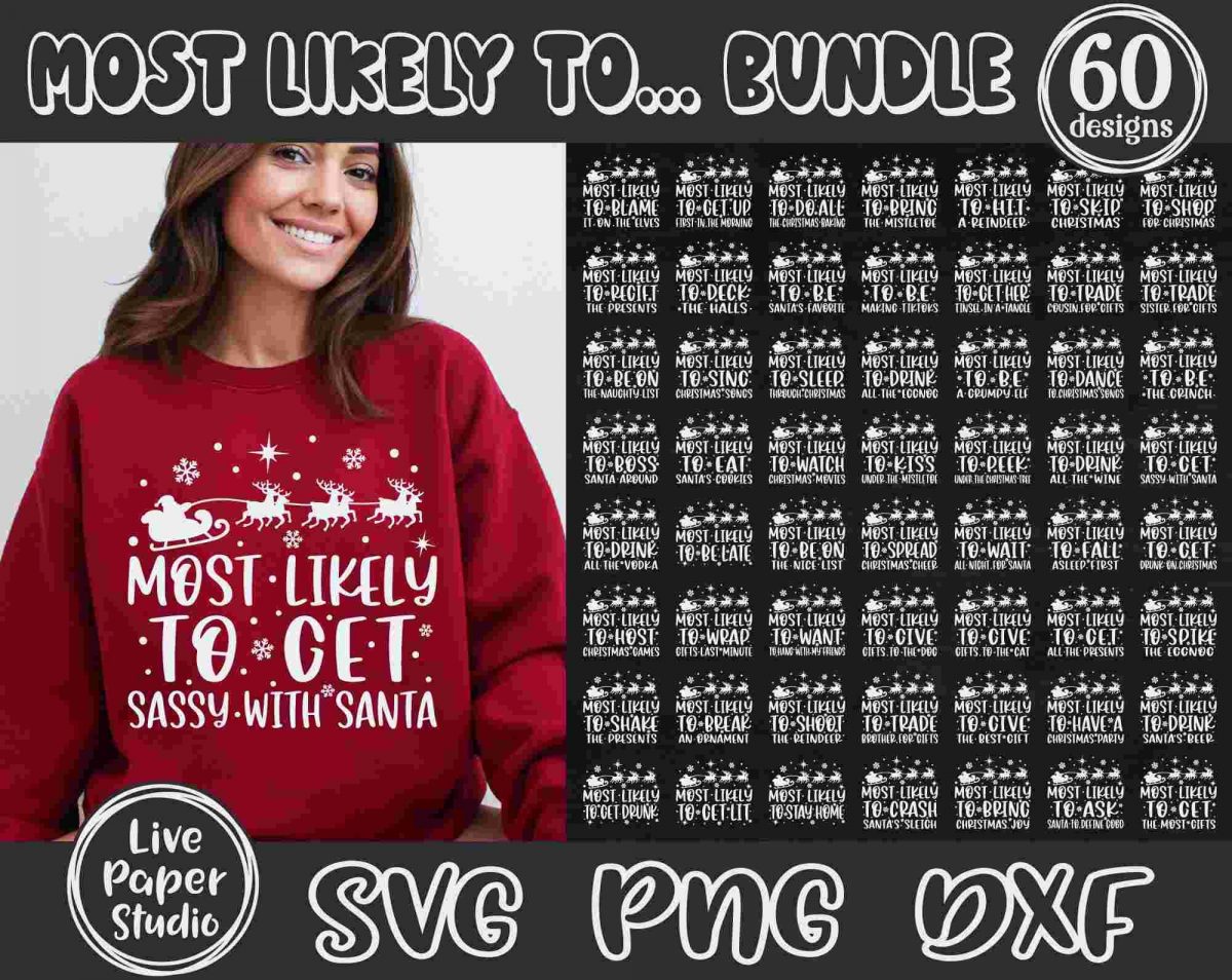 Cheerful Christmas Svg Png Bundle Humorous Designs for Family Shirts