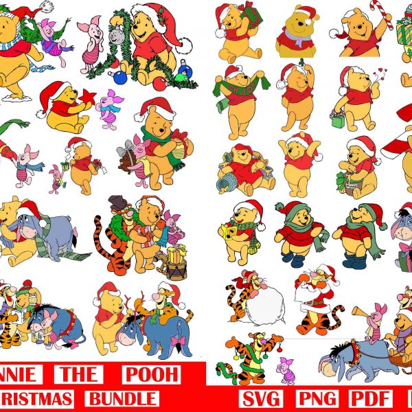 Cheerful Christmas Winnie the Pooh SVG Instant Download