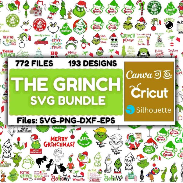 Cheerful Grinch SVG Pack Festive Christmas Clipart for Cricut