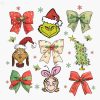 Cheerful Grinchmas Coquette Bow Green Guy Seasonal Character PNGs