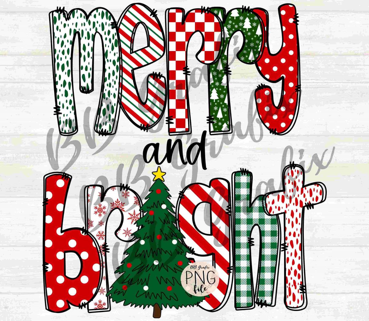 Cheerful HandDrawn Christmas Doodle SVG PNG Digital Design