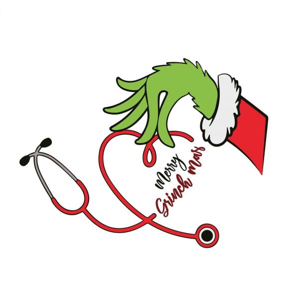 Cheerful Nurse Stethoscope Grinch Christmas SVGs and PNGs