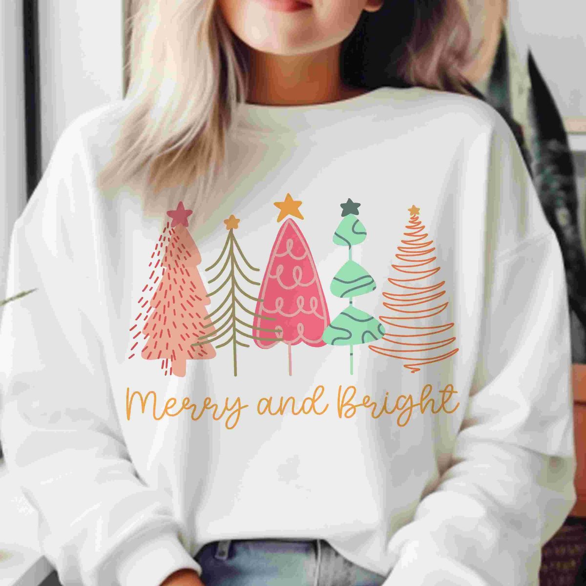 Cheerful retro Christmas tree PNG for sublimation