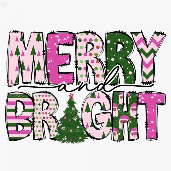 Cheerful Retro Christmas Tree SVG Pink Christmas PNG Collection