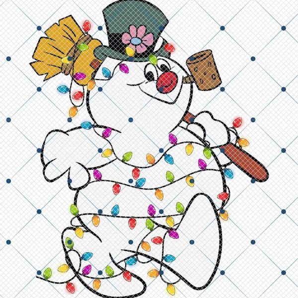 Cheerful Snowman Christmas Lights SVG Winter Snowman PNG Holiday