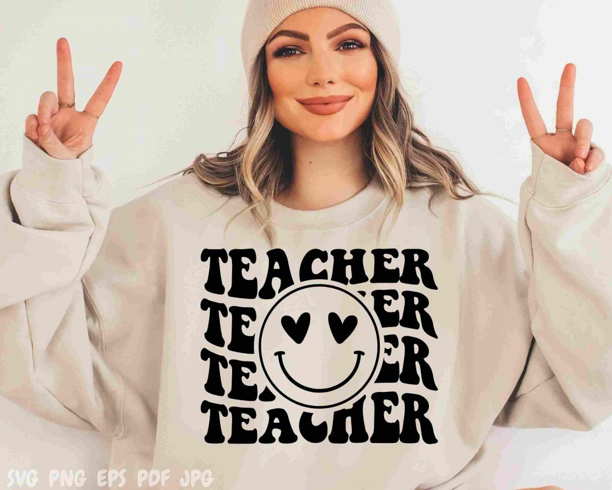 Cheerful Teacher SVG Retro School Shirt PNG Appreciation Life Design