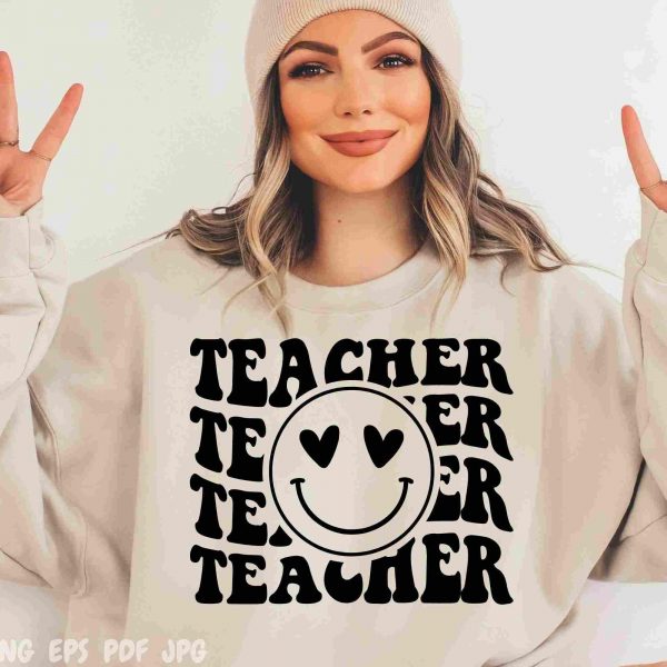 Cheerful Teacher SVG Retro School Shirt PNG Appreciation Life Design