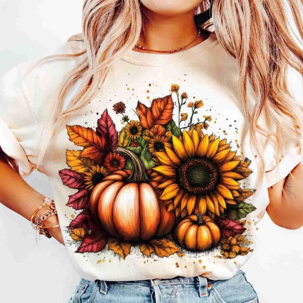 Chic Autumn Boho Floral Pumpkin Season Shirt Designs SVG PNG