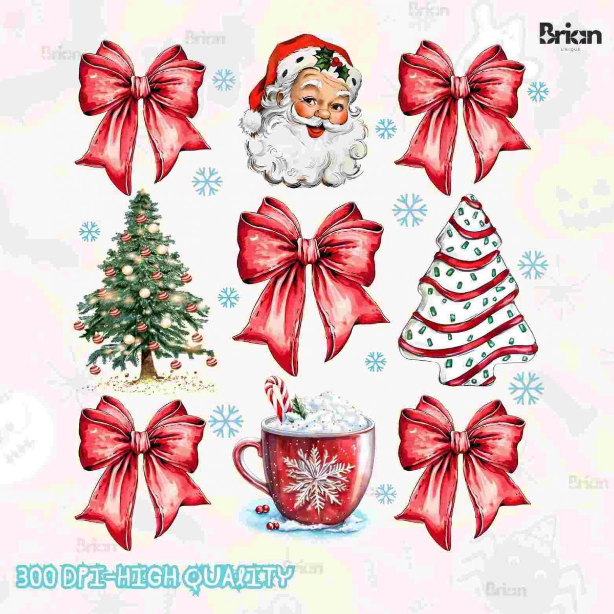 Chic Christmas SVG Coquette Bow Retro Holiday Sublimation Santa Treats