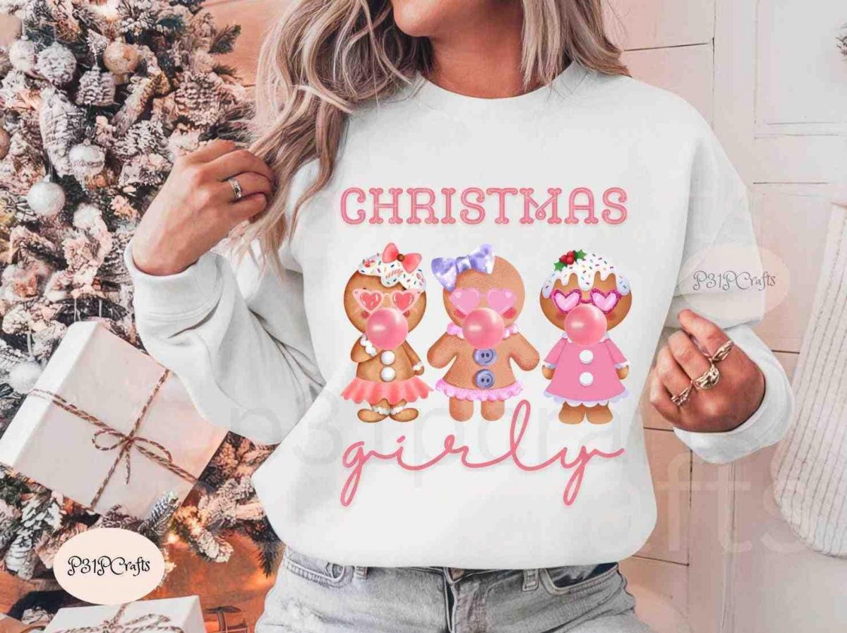 Chic Christmas SVG PNG Gingerbread Girl Cookie Sublimation Coquette