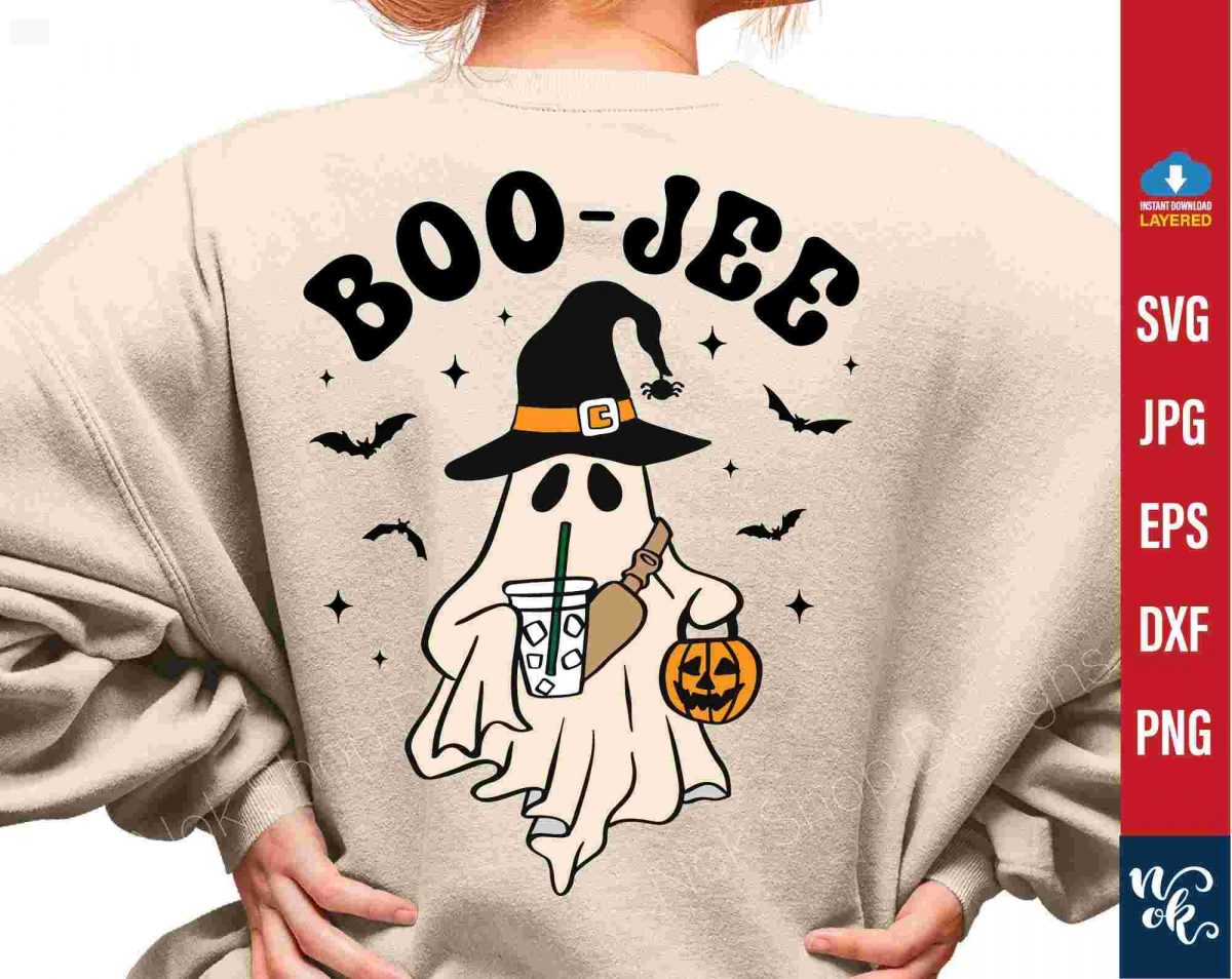 Chic Ghost svg Coffee Witch Hat Cut File for Cricut Boujee Fall