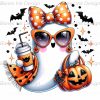 Chic Ghost SVG Halloween PNG Coffee PNG Ghost with Shades and Purse