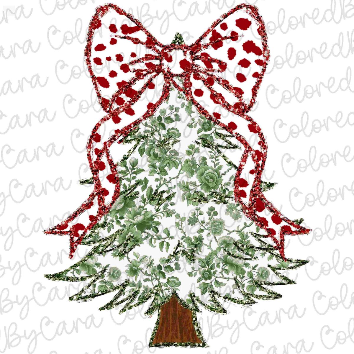 Chic Green Grandmillennial Coquette Christmas Tree Chinoiserie SVG