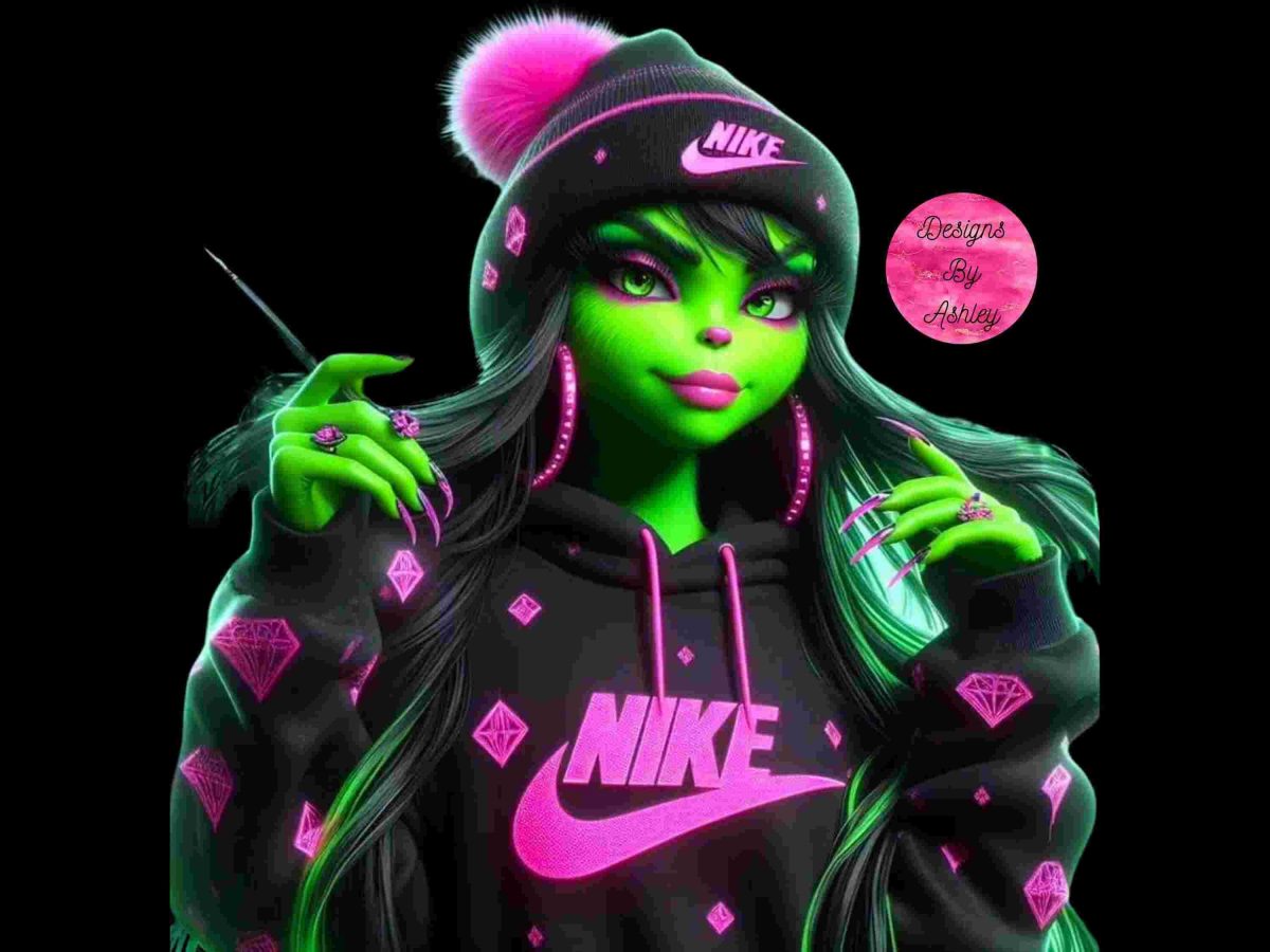 Chic Grinch Nike Female SVG Christmas Grinch Design Cute Girl PNG DTF