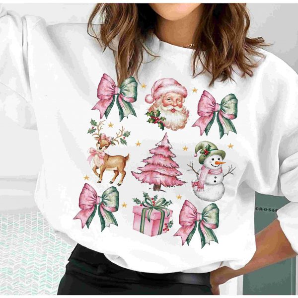 Chic Pink Christmas SVG Festive Santa PNG Vintage Xmas Sublimation