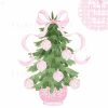 Chinoiserie Christmas Tree with Pink Bow PNG //Pink Christmas PNG // Chinoiserie Christmas // Grandmillenial Christmas / Southern Christmas