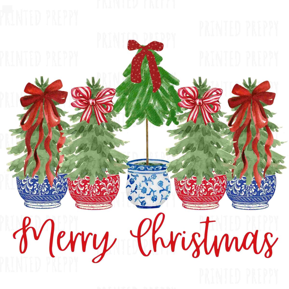 Chinoiserie Christmas Trees Merry Christmas PNG // Chinoiserie Preppy Christmas //Christmas Card /chinoiserie clip art / Southern Christmas