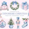 Chinoiserie Xmas Clipart Toile Grandmillenial Holiday PNGs