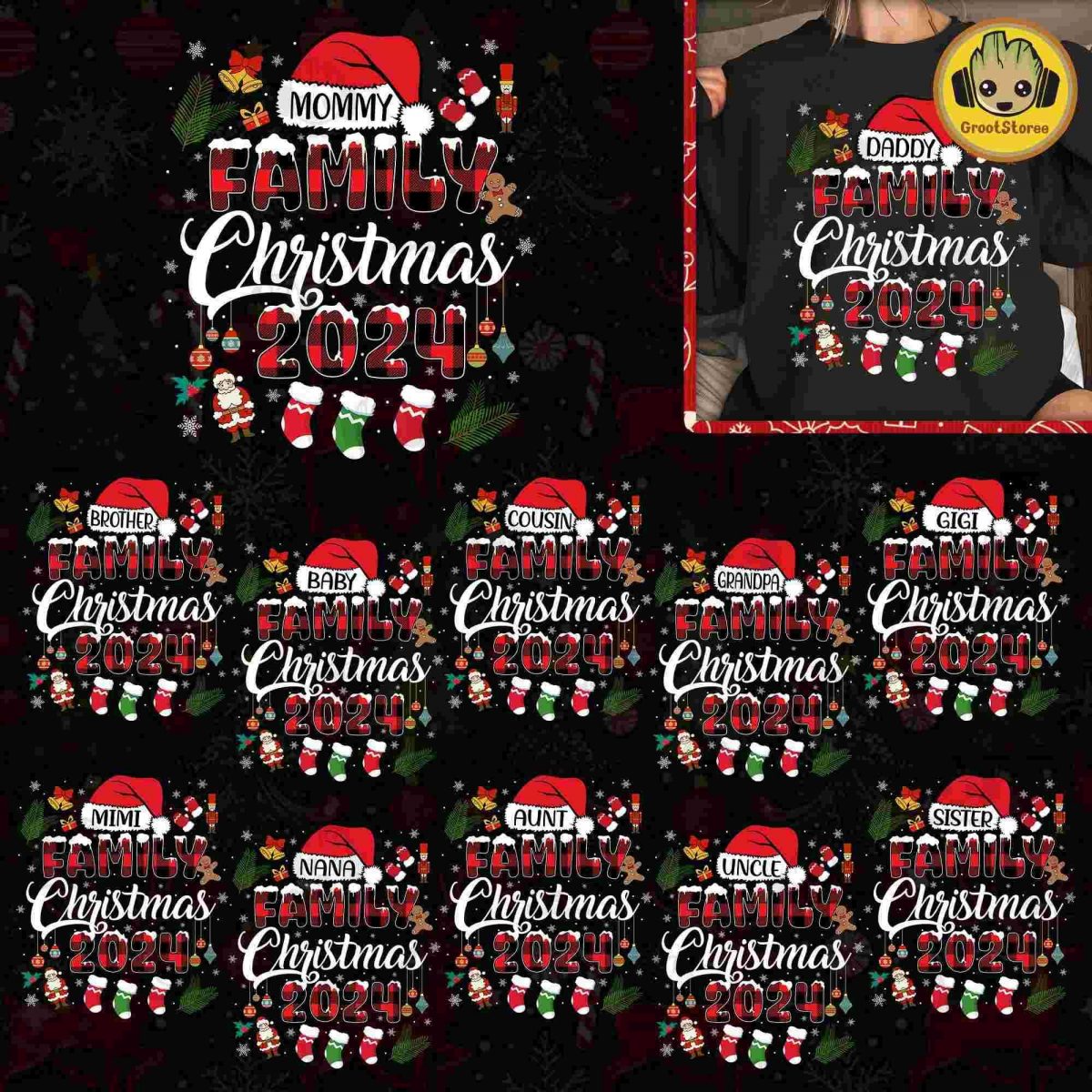 Christmas 2024 Bundle Custom Alphabet Family Holiday Shirt SVGs