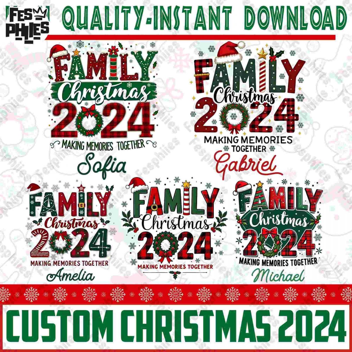 Christmas 2024 Family Memories SVG Bundle Shirt Designs Group PNG