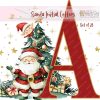 Christmas Alphabet Santa Initial Letter, sublimation mug png, kids Christmas craft, alphabet clipart png, Christmas tree elf, watercolor