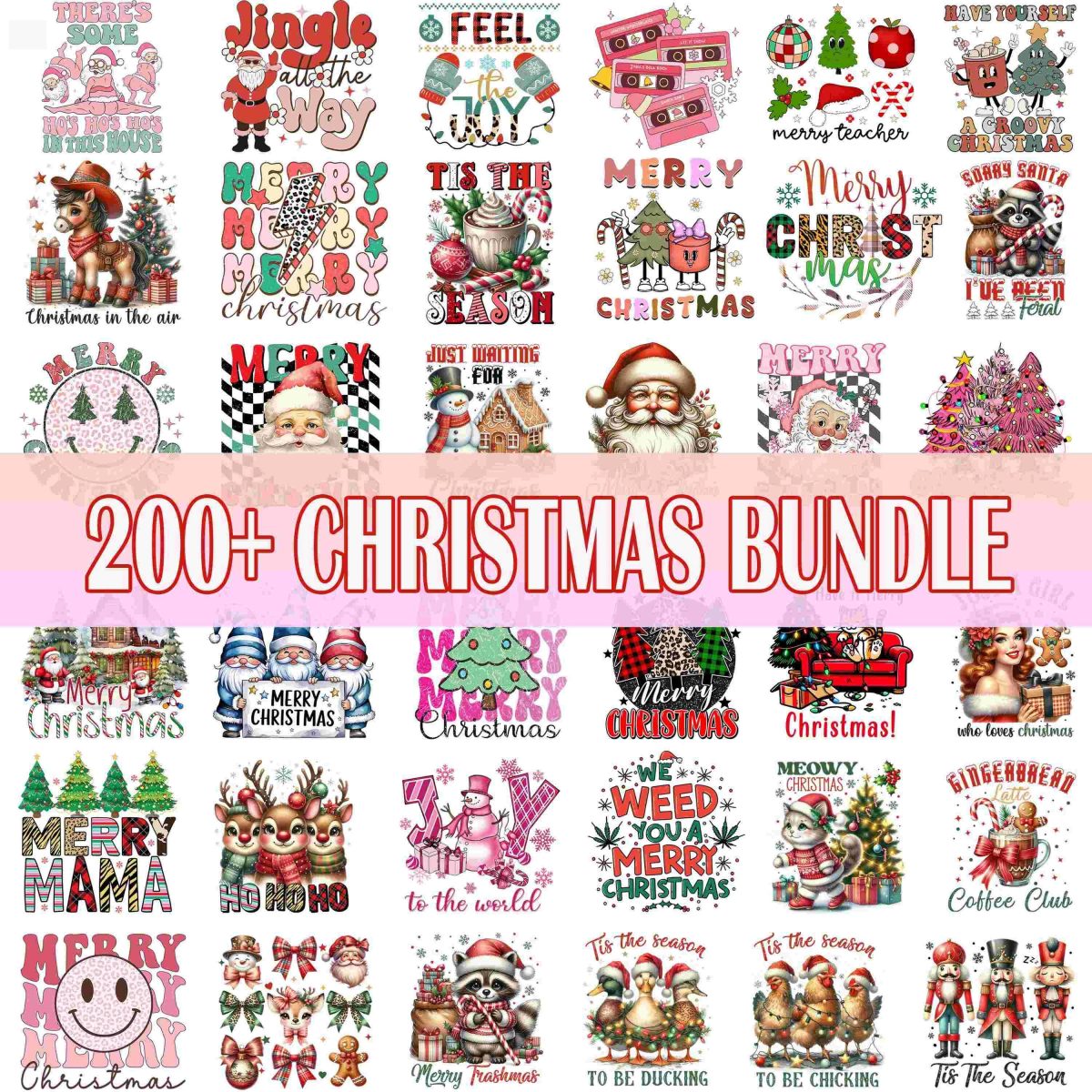 Christmas Bundle 200 Festive PNGs Santa Claus More Sublimation