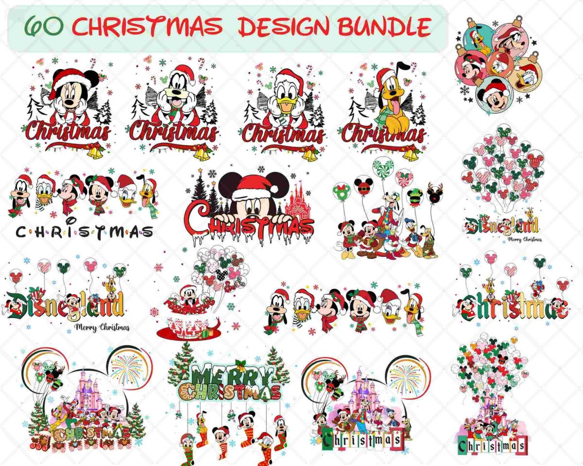 Christmas Cartoon Bundle 60 Festive Pngs Christmas Squad Mouse