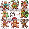 Christmas Clipart Bundle 60 Gingerbread Man PNGs for Festive Holiday