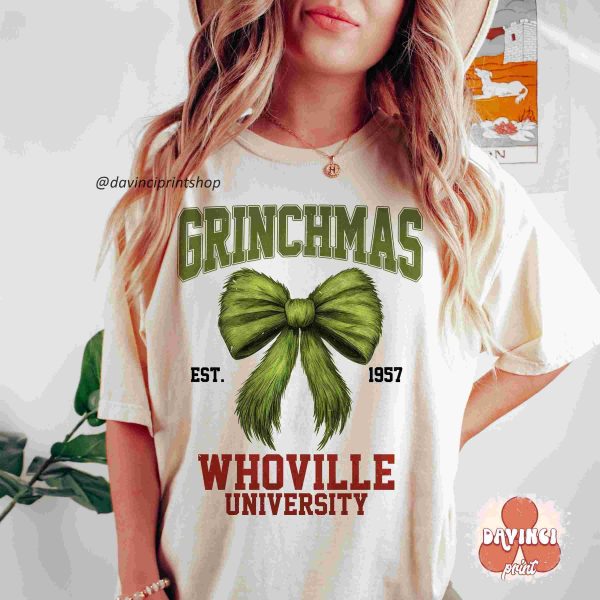 Christmas Coquette Bow Green Fur png Retro Holiday Shirt Design