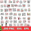 Christmas Design Bundle 200 Merry SVG PNG EPS for Cricut Quotes