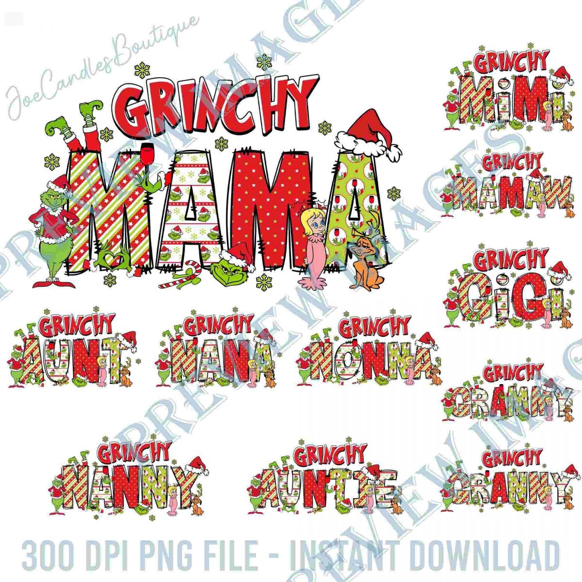 Christmas Family Bundle Grinchy SVG Merry Xmas PNG Matching Tee Gift