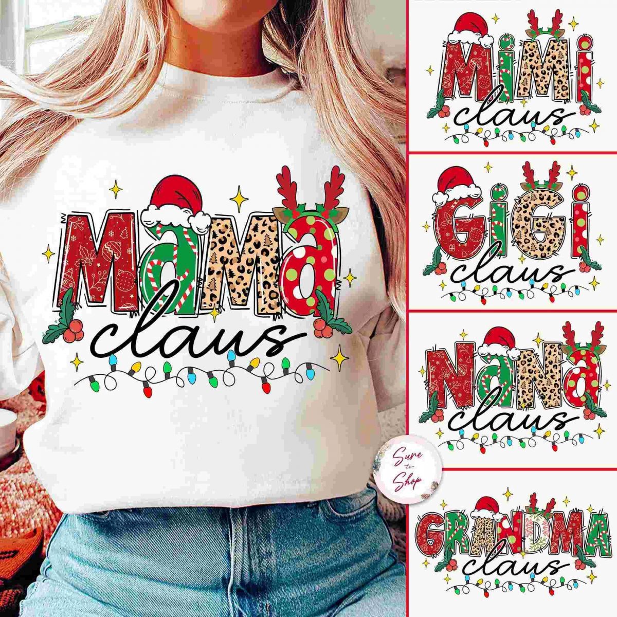 Christmas Family Bundle Mama Gigi Nana Claus SVG Mama Kids Name PNG