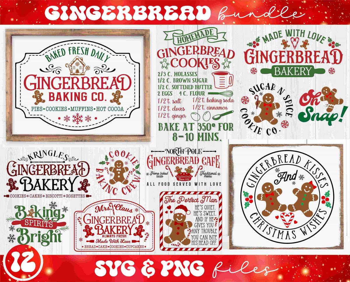 Christmas Gingerbread svg Collection Gingerbread Sign Baking Co Mrs